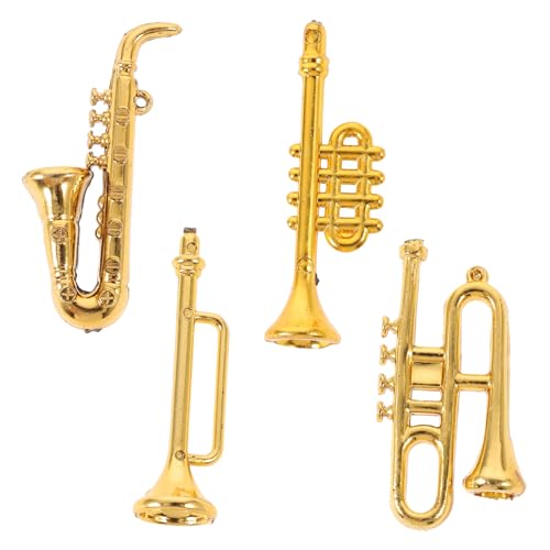 Toyvian 4 Stück Miniatur Puppenhaus-Musikinstrumente Mini-Instrumente Puppe Musikinstrumente Mini-Gitarre bastelzeug musikspielzeug Instrumentenmodelle Fotografie-Requisiten Plastik Golden von Toyvian