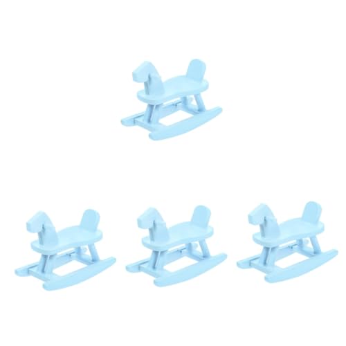 Toyvian 4 Stück Miniatur-Puppenhaus Puppe Schaukelpferd 1/12 Puppenhauszubehör Pferdefiguren Figur Puppenhausmöbel Holz Pferd Spielzeug Pferd Mini-Holzmöbel schmücken Miniaturen Birke Blue von Toyvian