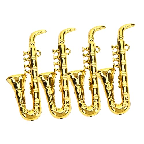 Toyvian 4 Stück Miniaturinstrument Musikinstrumentenpuppenhaus Miniatur-Musikinstrumente Miniaturen Simulation Saxophon Kleines Saxophonmodell Miniatur-Saxophonmodell Plastik Golden von Toyvian