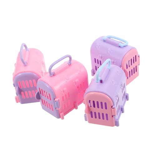 Toyvian 4 Stück Puppenhaus-Hundebox Katzen transportbox puppenhaus Haustier winziger Tiertransporter Puppenhaus-Tierträger Puppenhaus-Hundeträger Plastik von Toyvian