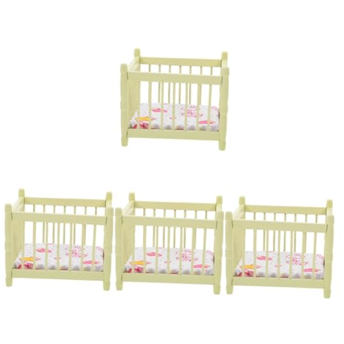 Toyvian 4 Stück Puppenhaus Krippe Wiegenbett Für Babypuppen Mini-Kinderbett Mini Hausbett Mini-babybett Puppenhaus Babybett Miniaturbettmodell Mini-hausschmuck Minibett Für Puppen Birke von Toyvian