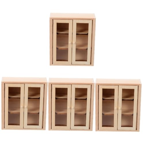 Toyvian 4 Stück Puppenhausmöbel kleinmöbel kleine Garderobe Kleine Schrank Dekorationen Bücherregal aus Holz Mini-Hausschmuck Mini-Verzierung hölzern Ornamente Lieferungen Kabinett Modell von Toyvian