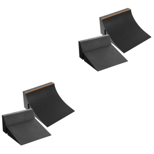 Toyvian 4 Stück Requisiten Für Skateboard-veranstaltungsorte Skateboard-Park-Requisiten Griffbrettrampe Finger-Skateboard-Deck Spielzeug-Skateboard-Rampe Fingerscooter-kit Plastik Black von Toyvian