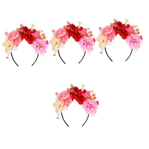 Toyvian 4 Stück Stirnband Aus Künstlichen Blumen Haargummis Für Mädchen Stirnbänder Für Damen Hochzeit Blumenstirnband Blumenkrone Fiesta-stirnbänder Für Frauen Stoff von Toyvian