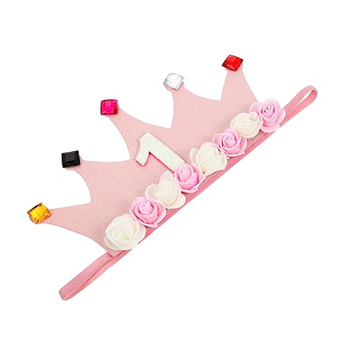 Toyvian 4 Stück Stirnband Für Kinder Nylon-stirnband Kleinkindgummibänder Für Haare Partyhut Zum 1. Geburtstag Stirnband Für Kleinkinder Kleinkind-mütze Das Foto Rosa Baby Kunstleder Krone von Toyvian