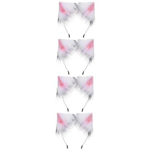 Toyvian 4 Stück Stirnband Katzenohren Haarreifen Zubehör für Katzenkostüme Katzenzubehör-Kostüm cat Ears Headband Katzenohr Haarband Cosplay Haarschmuck Haarband mit Tierohr-Design Plüsch von Toyvian