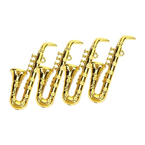 Toyvian 4 Stück Tenorsaxophon Mini-Sachen Mini-Gitarre Miniatur-blasinstrumente-Modelle Modell Eines Saxophon-miniaturinstruments Mini-musikinstrumente Puppenhaus-miniaturen Golden Plastik von Toyvian