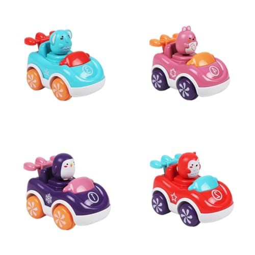 Toyvian 4 Stück Trägheitsauto für kinderspielzeug hühner Cartoon Engineering Auto Cartoon-Auto- Cartoon-Pull-Back-Auto Plastik von Toyvian