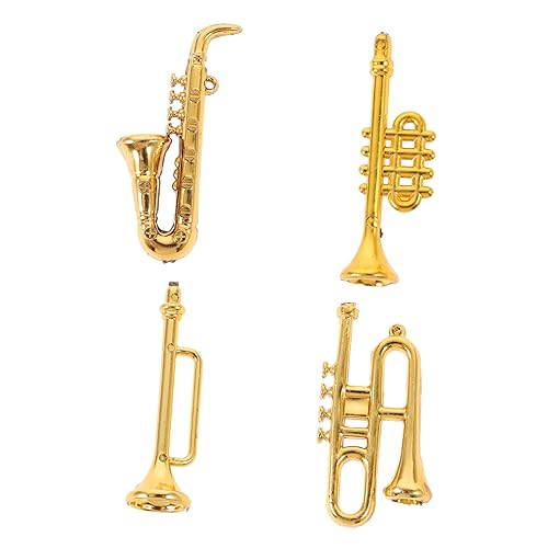 Toyvian 4 Stück bastelzeug musikspielzeug Musikalisches Puppe Musikinstrumente Saxophon Mini Miniatur-Hausbausatz Miniaturpuppen Puppenhauszubehör selber schmücken Plastik Golden von Toyvian