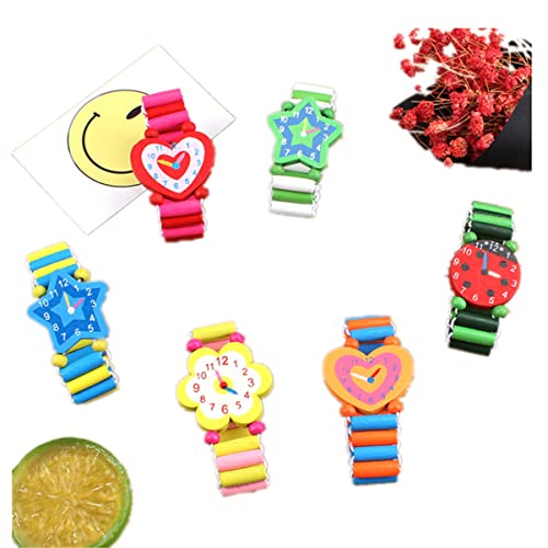 Toyvian 4 Stücke Holz Armbanduhren Kleinkind Armband Kinder Armbanduhr Spielzeug Holzuhr Modell Spielzeug Armbanduhr von Toyvian