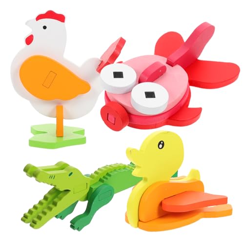 Toyvian 4 Teiliges 3D Tier Puzzle Tierische Bauklötze Und Für Kleinkinder Ideales Für Lernspielzeug Und Kreative Spielzeit von Toyvian