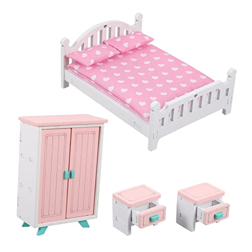 Toyvian 4 Teiliges Miniatur Puppenhaus öbel Set Für Schlafzimmer Enthält Bett 2 Fensterbänke Und Kleiderschrank Perfekte Puppenhaus Zubehör Für Kreative Rollenspiele von Toyvian