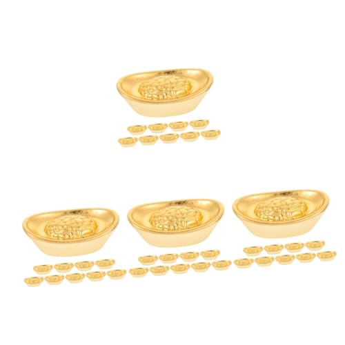 Toyvian 40 STK Ingot-Modell Barrenmodelldekoration Barrendekore Handwerkliche Dekoration Kleine Barrenmodelle Barren Dekor Kleine Hausverzierung Mini-Barren Miniaturbarren Golden Legierung von Toyvian