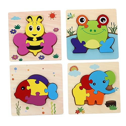 Toyvian 4er Set Cartoon Tier Holzpuzzle 3D Puzzle Für Lernspielzeug Für Frühe Bildung Pädagogisches Jigsaw Puzzle Für Kleinkinder Und Vorschulkinder von Toyvian