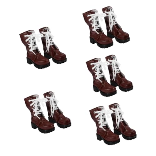 Toyvian 5 Paare Puppe Stiefel Puppenkleidungsschuhe Schuhe Puppe Dekor weihnachtsmann Puppe verzierung Puppen-PU-Schuhe Minipuppenschuhe Miniatur-Schuhmodelle Mini-Schuh-Dekor Brown von Toyvian