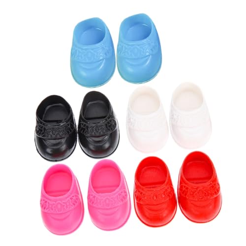 Toyvian 5 Paare Schuhe Mini Schuhe Puppen Schuhe Puppenhaus Zubehör Puppenhaus Sammlerstücke Puppenhaus Sammlung Miniaturfigur Spielzeughausschuhe Mini-Puppenzubehör Plastik von Toyvian