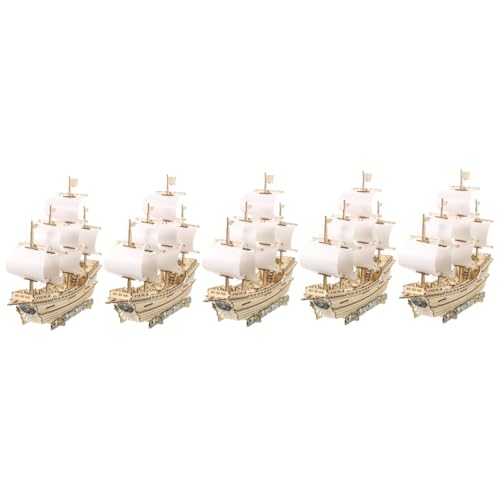 Toyvian 5 Sätze 3D-Segelpuzzle hölzern 3D-Puzzle-Boot Schiff Spielzeug Kinder rätsel 3D-Rätsel pädagogische 3D-Puzzles gebaut Modell schmücken Suite Segelboot Holz von Toyvian