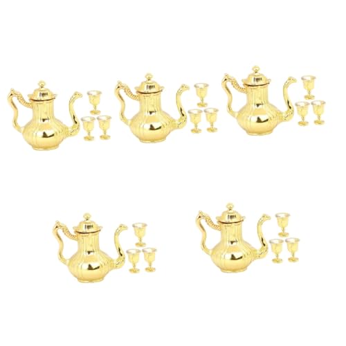 Toyvian 5 Sätze Miniatur- Miniatures puppenhauszubehör Dollhouse Accessories winziges Puppenhausmöbel Puppenhaus Teetasse Mini-Tassen küche spielset Legierung Golden von Toyvian