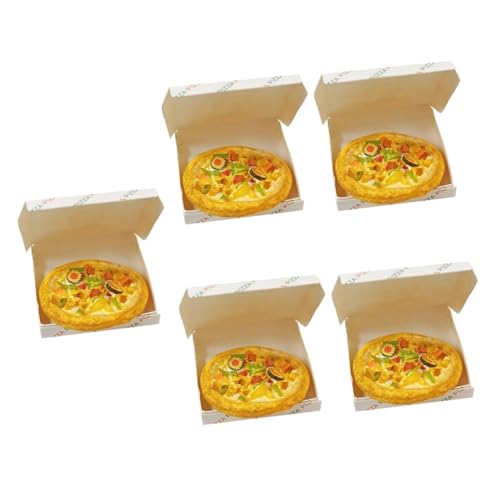 Toyvian 5 Sätze Minipizza Mit Schachtel Miniaturen Puppenhaus Mini Pizza Miniatur-pizzamodell Dekorationen Für Shop Mini-Pizza-Modell Gefälschte Pizza-Foto-Requisite Simulierte Pizza Harz von Toyvian