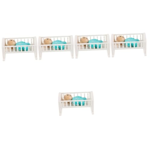 Toyvian 5 Sätze Puppenhausbett Babypuppenbett Puppenhaus-miniaturkrippe Mini Hausbett Miniaturbettmodell Mini-Kinderbett Mini-hausmöbel Puppenhaus Babybett Zubehör Für Puppenhäuser Abs von Toyvian