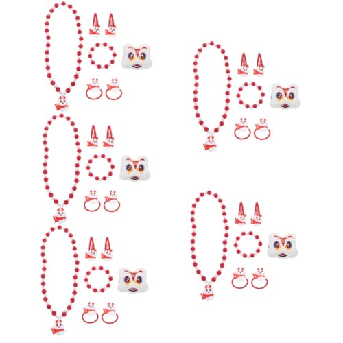 Toyvian 5 Sätze Schmuckset Für Kinder Kinderringe Halskette Für Kleine Mädchen Kleinkind Schmuck Kleinkind Für Mädchen Kleinkind-mädchen- Mädchen Schmuck Harz Rot von Toyvian