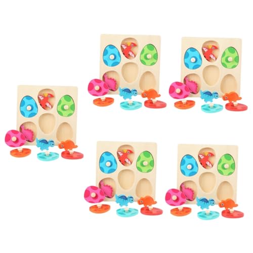 Toyvian 5St Dinosaurier-Puzzle Kinder Spielzeug Kinder Puzzle kinderknallzeug Wooden jigsaws Lernspielzeug Geometrische Grafiken kinderspielzeug Kid Toys greifen Streichhölzer 3D hölzern von Toyvian