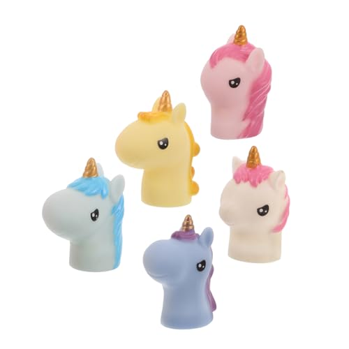 Toyvian 5 Stück Einhorn Handpuppe Einhorn Einfach zu bedienendes Lustiges für Puppentheater kleine Hände statt Finger Fingerling Vinyl von Toyvian