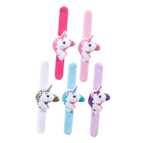 Toyvian 5 Stück Einhorn-plüsch-cartoon-kreis-armband Manschette Bequeme Slap-armbänder Gefüllte Einhorn-schlagarmbänder Slap-armband Für Das Handgelenk Plüsch-tier-slap-armband von Toyvian