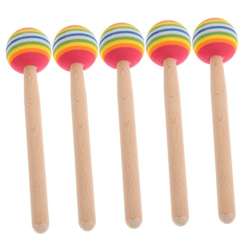 Toyvian 5 Stück Lollipop-Trommelstöcke Holzschlägel Musikalisches für Holzgriffe für Kinderpercussion Musikinstrumente für Kleinkinder Schlägel Perkussion Schwamm von Toyvian