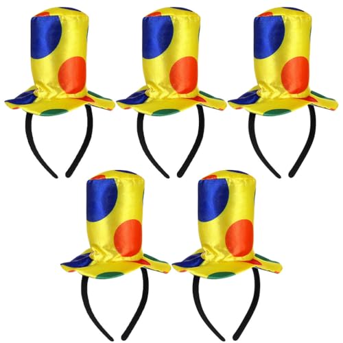 Toyvian 5-teiliges Clown-stirnband – Gepunkteter Zylinder, Stirnband, Clownhut für Karnevalskostüme, Zubehör, Zirkus, Halloween, Requisiten, Aufführungen, Partys Toyvian 5-teiliges Clown-stirnband – Gepunkteter Zylinder, Stirnband, Clownhut für Karnevalskostüme, Zubehör, Zirkus, Halloween, Requisiten, Aufführungen, Partys von Toyvian
