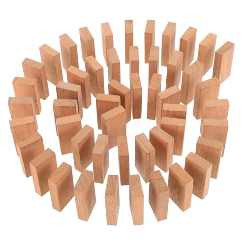 Toyvian 50 Stück Domino-Spiel Dominospielzeug Aus Holz Dominosteine ​​aus Holz Dominotisch Mini-brettspiele Leichte Reise-dominosteine Mini Dominosteine Hölzern Light Brown von Toyvian