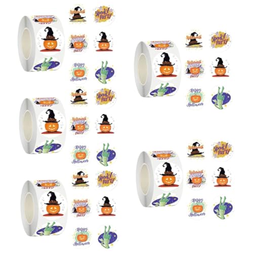 Toyvian 5St Etikettenaufkleber Fröhliche Halloween-Aufkleber Halloween-Ornamente Schild Geschenketiketten Halloween Theme Halloween-Siegeletikett Verschlussaufkleber für Geschenktüten von Toyvian