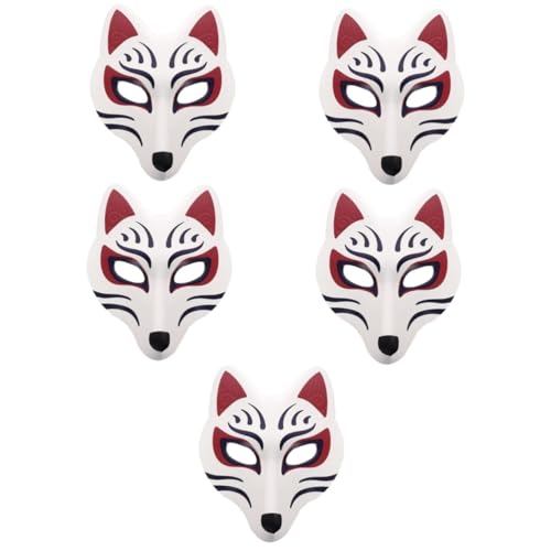 Toyvian 5St Fuchs Maske halloween masken halloweenmaske gesichtsmaske halloween Mysterious mask kitsune Katzenmasken für Erwachsene tierische Maske Halloween-Maske Eva Weiß von Toyvian