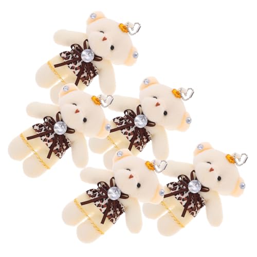 Toyvian 5St Hochzeitspuppe Ausgestopfte Bärenfiguren Tragbarer Bärenanhänger Hängendes Mini-Bär-Dekor kleine Bärenpuppen Cartoon-Bär Multifunktionaler Bärenanhänger Plüsch Dark Brown von Toyvian