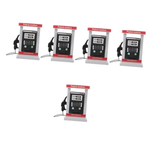 Toyvian 5St Simulierte Tankstelle batteriebetrieben Spielzeug spielsachen Modellbausatz für Gasunterkünfte Miniatur-Tankstellendekoration DIY-Stationsmodell Puppenhaus-Tankstelle Abs rot von Toyvian