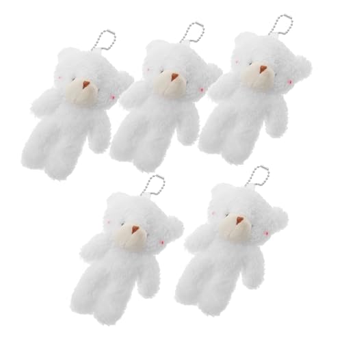 Toyvian 5St Teddybär Stofftier kleine Plüschbären Mini-Bärenpuppen Plüschbär Handyanhänger Mini Stofftier Bär Kleiner Bär zum Basteln Schlüsselanhänger Bärenanhänger PP Baumwolle Weiß von Toyvian