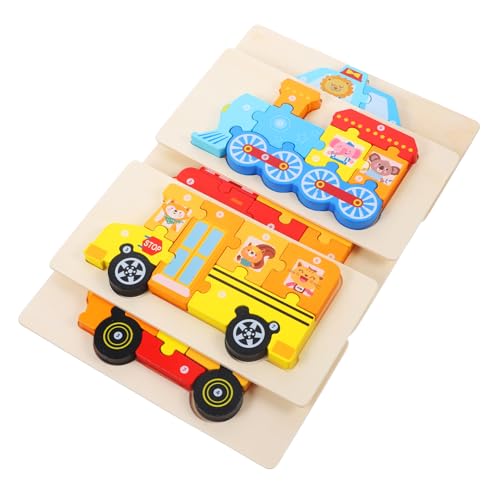 Toyvian 5er Set 3D Puzzle Für Pädagogische Holzpuzzles Mit Feuerwehr Kipper Bus Zug Und Für Frühkindliche Entwicklung Und Spielspaß von Toyvian