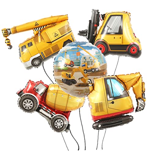 Toyvian Bau-folienballons Set 5-teilig Bagger Muldenkipper Traktor Ballons Partygeschenke für Jungen Geburtstagsfeier von Toyvian