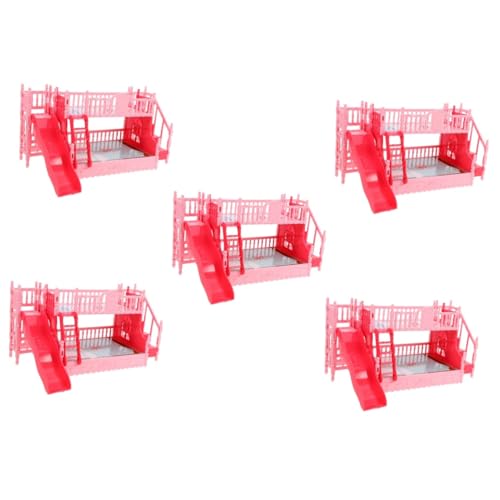 Toyvian 5st Etagenbett-Set Für Puppen Puppenhaus Mini-etagenbett-puppenbausatz Miniatur-Puppen-etagenbett Mini-verzierung Etagenbett-Ornament Miniaturmöbel Mini-möbelmodell Abs Rosa von Toyvian