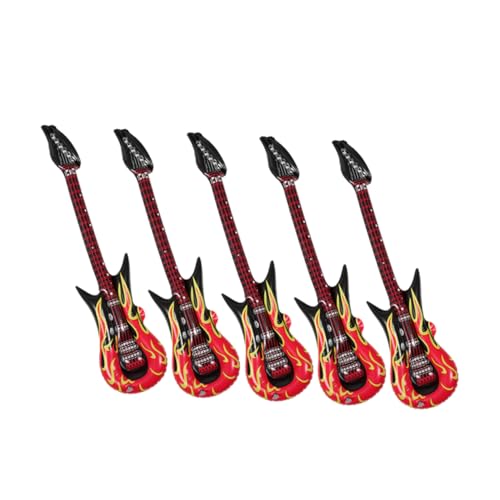 Toyvian 5st Gitarrenspielzeug Gitarrendekorationen E-Gitarre Für Kinder Mini-Gitarre Karnevals-partygeschenke Im 80er-Jahre-Stil Mikrofon Aufblasen Gitarrenballon Rock-Gitarre PVC von Toyvian