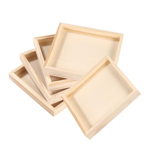 Toyvian 5pcs Holz Tablett Unfinished Blöcke Lagerung Trays Puzzle Spielzeug von Toyvian