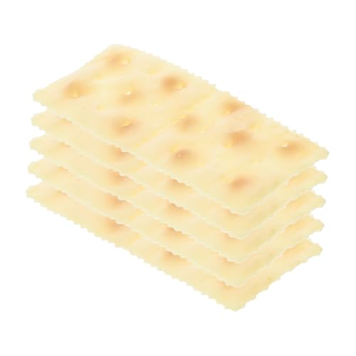 Toyvian 5st Nachgemachte Soda-Cracker Falsches Gebäck Mini-küchen-Requisiten Plastikkekse Künstliche Torte Künstliches Spielzeug Spielzeugladendekorationen Gefälschter Keks Beige PVC von Toyvian