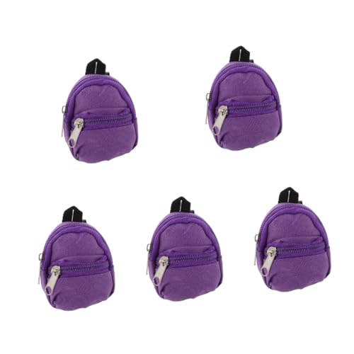 Toyvian 5st Puppenrucksack Decora- Miniaturen-Rucksack Reisezubehör Für Puppen Kleine Puppentasche Mini-Schultasche Mini-Rucksack-Spielzeug Puppenreisetasche Spielzeuge Stoff Violett von Toyvian