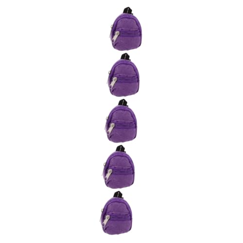 Toyvian 5st Puppenrucksack Mini-Schultasche Zubehör Für Die Puppenhausschule Mini-Rucksack-schlüsselanhänger Süße Puppentasche Puppenreisetasche Mini-Rucksack Für Puppen Stoff Violett von Toyvian