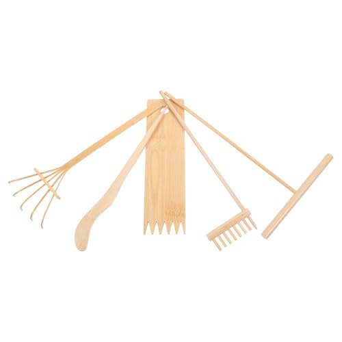 Toyvian 5st Sandmalset Sandkasten Gartenrechen Zen-gartenrechen-Handwerk Sandtisch-Werkzeug Zen-rake-Tool Sandkasten Miniaturen Rechen Werkzeuge Für Den Sandkasten Khaki Bambus von Toyvian