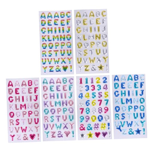 Toyvian 6 Blätter 3D-Aufkleber Puzzle-Alphabet-Aufkleber Glitzer-buchstabenaufkleber Glitzernde Aufkleber Dekorative Aufkleber Puzzle-nummernaufkleber Cartoon-Glitter-Aufkleber Plastik von Toyvian