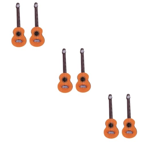 Toyvian 6 STK Simulation Gitarre Musikinstrumentenmodell Mini-Gitarrenmodell Puppenhaus Dekoration Puppenhaus Modell kleine Gitarre Mini-Gitarren-Dekor Gitarrenmodelle hölzern Light Brown von Toyvian