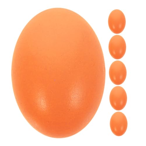 Toyvian 6 STK nachgeahmte Eier künstliche Eier zum bemalen Leere Holzeier unfertige Eier unbemalte Eier Holz Ei realistische Hühnereier Eierdekor künstliche Holzeier Orange von Toyvian