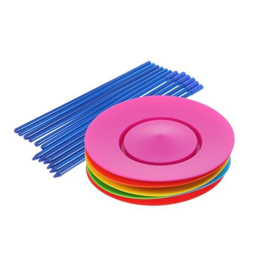 Toyvian 6 Stück 6 Bühnenplattenspieler Zirkus Spielzeug Kunststoff-Spinnteller Performance-Requisiten bunter Drehteller Teller mit Stöcken jonglieren Drehteller für Kinder Plastik von Toyvian