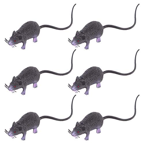 Toyvian 6 Stück Gefälschte Ratten, Plastik Quetschbare Ratten Realistische Schwarze Spielzeugratte mit Roten Augen für Halloween-Dekor Oder Tricks Streiche von Toyvian